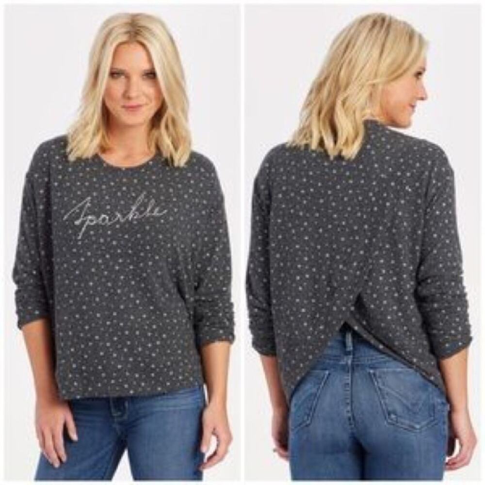 Sundry Grey Star Print Pullover Cross Back Small